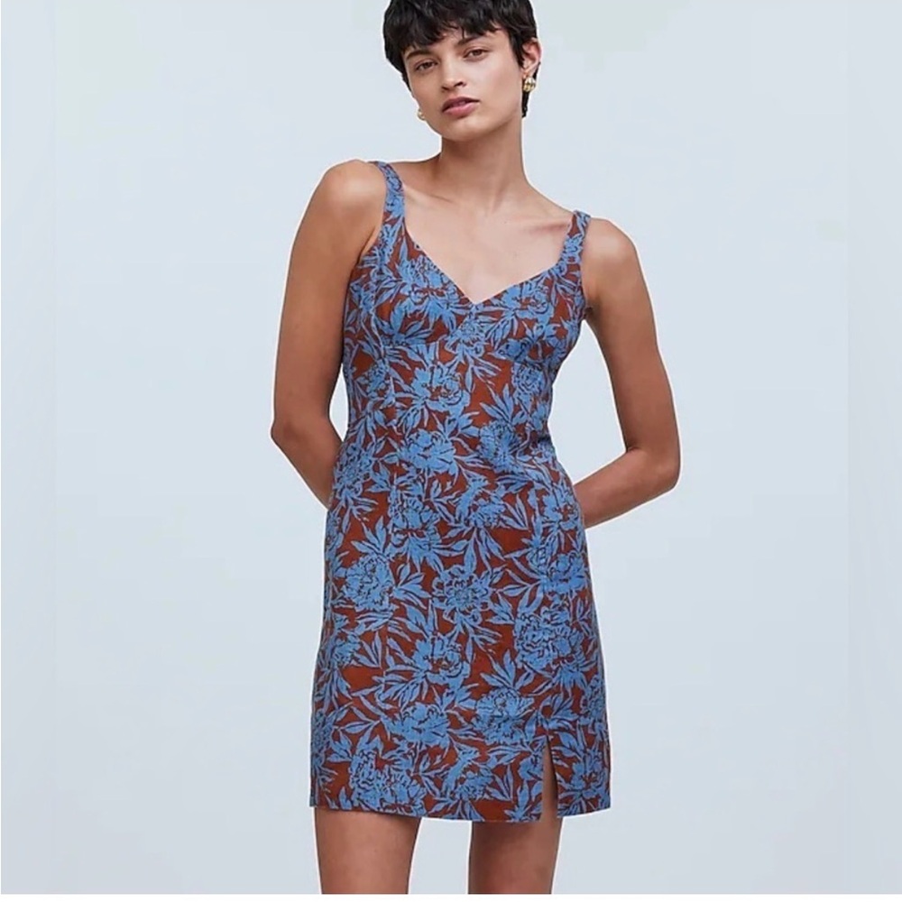 Madewell Blue and Brown Floral Mini Dress